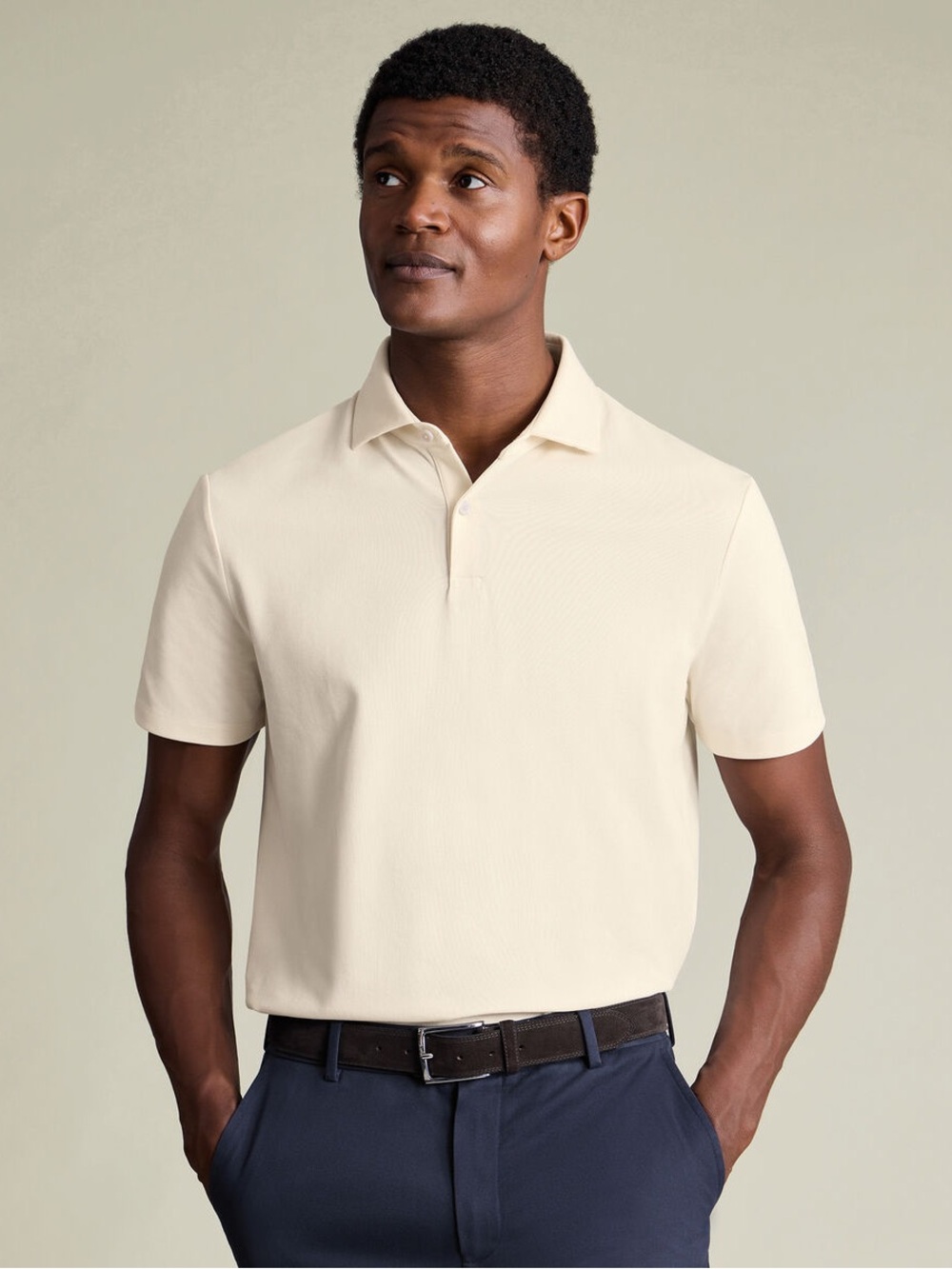 Charles Tyrwhitt Men's Light Cream Polo Shirt